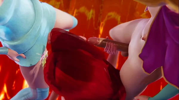 Triple Futa - Anna, Elsa and Ariel - Frozen and Little Mermaid 3D Porn
