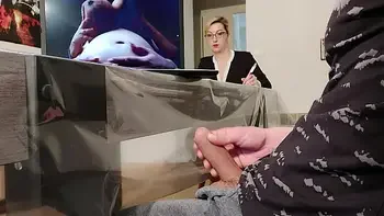 I pull my cock out in front of the secretary .. She surprises me when I cum!!