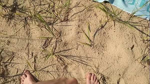 Big Dick Guy Jerks Cock Near Sunbathing Nude Beach Girl