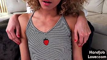 Two petite sluts tease big dick lover