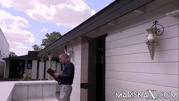 MARISKAX Busty blonde MILF takes on two dicks outdoors