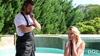 Horny Serbian Blonde Served her Plumber with Deep Throat BJ and Hard Anal Ride: Porn