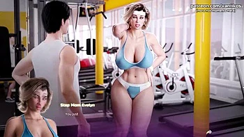 Big Ass Busty MILF Stepmom Twerking in Public Gym for Stepson - Hentai Game Sex