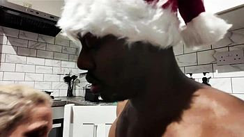 Bambi Beauty Elf Blowjob with Livie Blainn - Amateur BBW Christmas Group Sex BBC Sucking in Kitchen