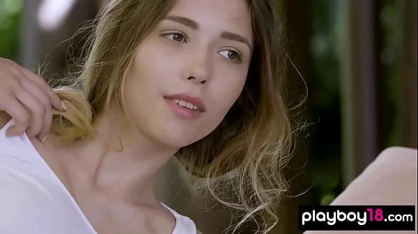 Ukrainian teen Mila Azul presenting her massive natural tits