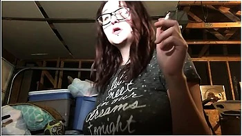 Hot Teen Babe Smokin In Garage