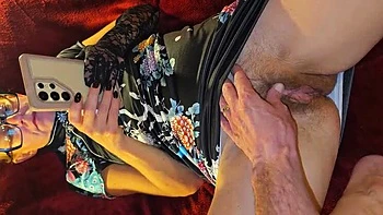 JuicyAdultKingdom Fingering Hairy MILF Pussy While She Watches Porn and Moans