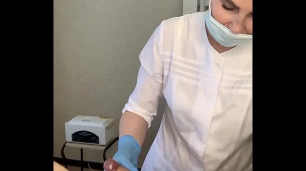 The patient CUM powerfully during the examination procedure in the doctor's hands