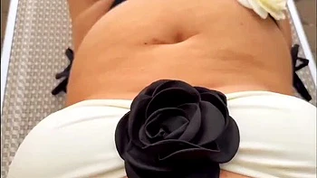 Step Mommy Adrian Horny Mature MILF Outdoor Pool Solo Masturbation Big Tits Sexy Ass Legs