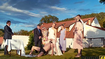 Andrea and her husband fucked outdoors in sexy lingerie and stockings