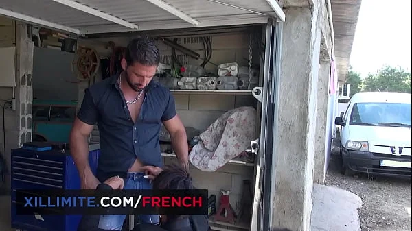 Intense sex in a garage with a busty cougar