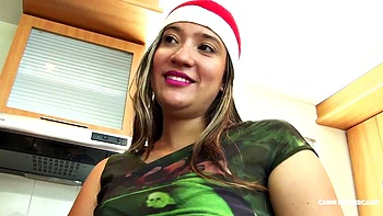 Big Colombian eats Santa's cum