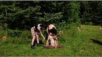 Piss Ballet - Kinky Submissive Dances Between 2 Face Fucking Doms While Showered In Piss