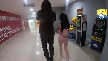 (RISKY PUBLIC SEX) Upskirt no panties at the mall, public sex, facial and cumwalk!!!