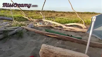 Stranger caught my wife touching and masturbating my cock on a public nude beach - MissCreamy