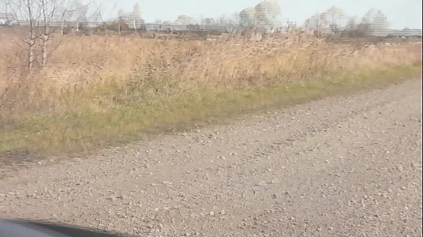 Frina car has broken auto navigator. Sexy blonde MILF driving in stockings without skirt or panties and asks for directions from random passerby. Public nudity. In public. Outdoor. Outside