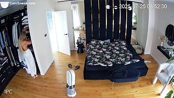 IPCAM - Hot Blonde European In White Thong Getting Dressed