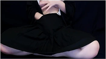 Japanese Schoolgirl Plays With Her Nipple And Touches Pussy