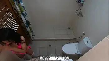 Ultra Skinny Asian Whore Sucks Big White Cock