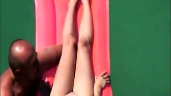 My nudist niece Emma floating in the sea (voyeur)