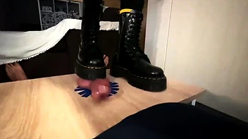 Dr Martens boots smashing slave balls on the Cockbox by
