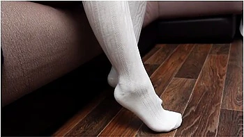 Schoolgirl Show Feet In Knee Socks And Change Dress Knee Socks Nylon Pantyhose Foot Fetish