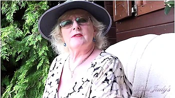 Judys - 66yo Hairy Mature Gilf Mrs. Claire Sucks Your Cock In The Garden (pov) - Aunt Judys