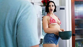 Short-haired brunette Lucy Lotus nicely impaled in the doggy style