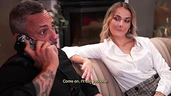 Inked blonde with big boobs Maddy Black rammed by huge dick