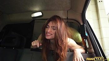 Car fuck on the backseat with a long-legged brunette Nicole Rae