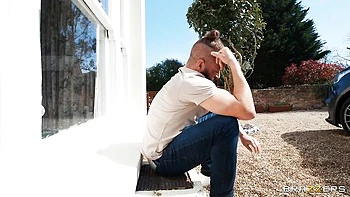 Sexy redhead chick Mia Stone screwed by two gigantic sausages