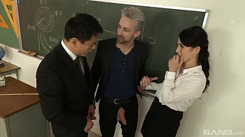 FMM interracial fuck with a young Asian brunette Mina Asahi