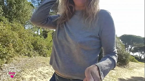 nippleringlover walking on the beach and flashing pierced tits with huge pierced nipples and big nipple rings