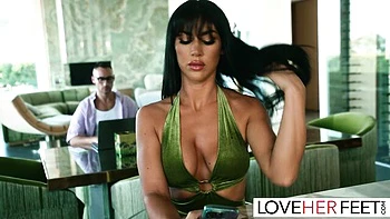 Queenie sateen scene with come-hither Queenie Sateen from Love Her Feet