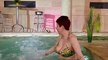 Busty MILF Lisa Pinelli Masturbates Poolside
