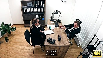 Loan4k featuring Jennifer Mendez and Stanley Johnson's sex toy testing scene