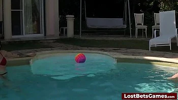 Lesbian Teens Play Strip Volleyball Game on Beach - 18yo Babes Get Naked After Losing Bet