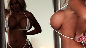 Katy Ann Busts Her Big Tits in Bikini Masturbation