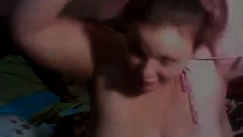 Busty fat amateur babe fondles tits on webcam