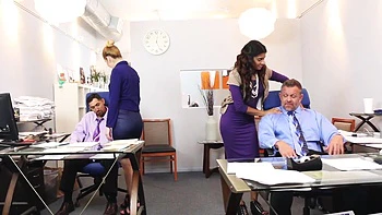 Tony D and stunning ladies in hot office foursome