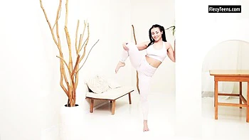 Petite Russian ballerina stretches and fucks