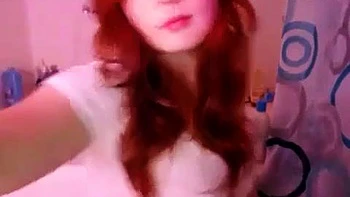 Hot Redhead Takes Naked Bath and Strips Solo