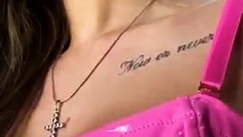 Close-up teen striptease in paradise