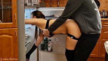 Homemade Russian Couple Prank! Husband Films Me Getting Fucked by a Big White Cock in Kitchen