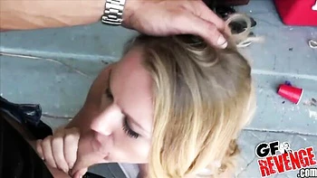 Blonde teen rides big cock in homemade doggy and cowgirl