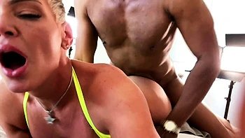 Big-tit blonde sucks huge cock hardcore