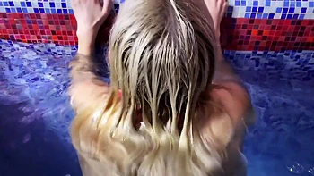 Blonde College Girl Fucked In Pool With Cum & Pussy Licking
