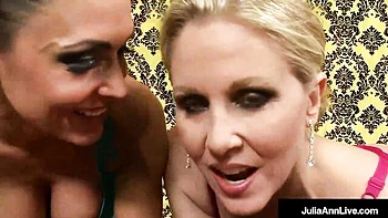 Julia Ann Sucks and Jerks Off Huge Fake Tits