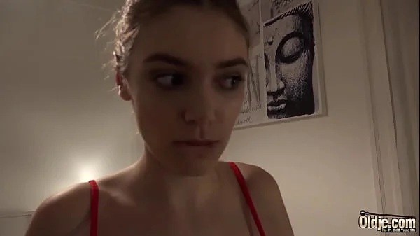 Girlfriend with big boobs rides grandpa cock she gets fucked hard and takes large cumshot