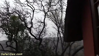Hot African Housewife Gets Rough Outdoor Fuck with Big Cock & Facial in Rain